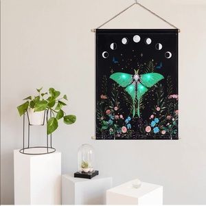 Luna moth, moon phase, wall hanging
